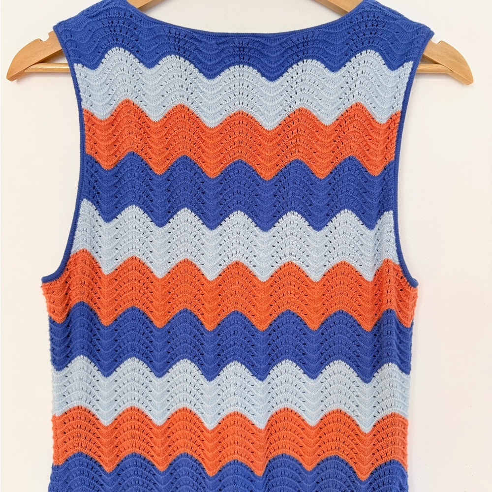 Anthropologie Electric & Rose Chevron Crochet Mini Dress Boho Coastal Beach M - Picture 9 of 11